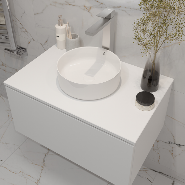 Изображение товара Столешница для тумбы в ванную Oliveeka 2 выреза / T595C2 (белый)