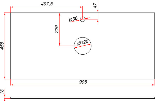 Изображение товара Столешница для тумбы в ванную Oliveeka 2 выреза / T995C2 (белый)