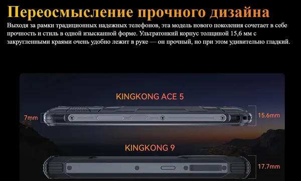 Изображение товара Смартфон Cubot King Kong ACE 5 (черный)