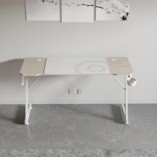 Изображение товара Геймерский стол Zone 51 Trine 140 RGB / Z51-T4R-WD (дерево/белый)