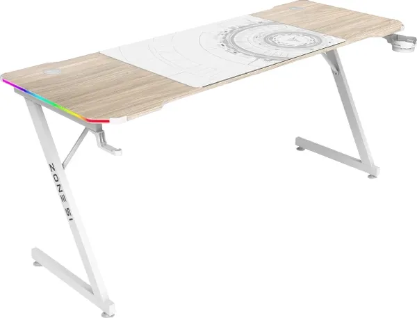 Изображение товара Геймерский стол Zone 51 Trine 160 RGB / Z51-T6R-WD (дерево/белый)
