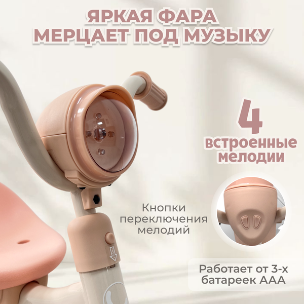Изображение товара Трехколесный велосипед с ручкой Bubago Jerry / BG 200-1 (розовый)