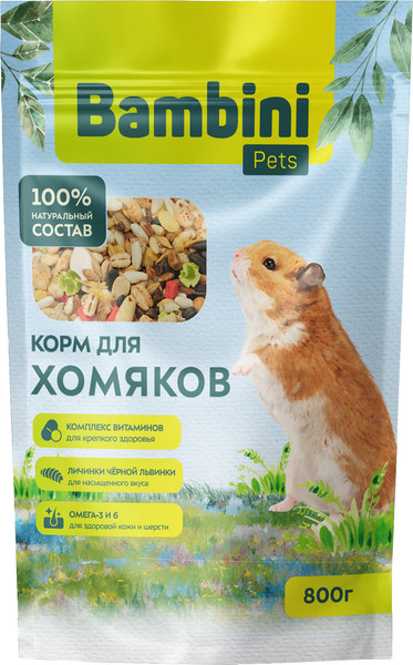 Изображение товара Корм для грызунов Bambini Pets Для хомяков (800г)