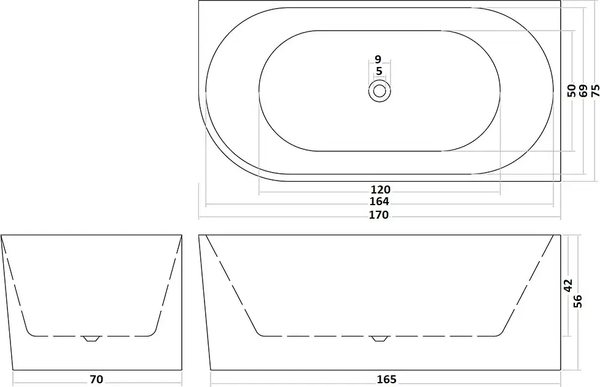 Изображение товара Ванна акриловая Cerutti Spa AMI R CT10091 (1700x750x560)