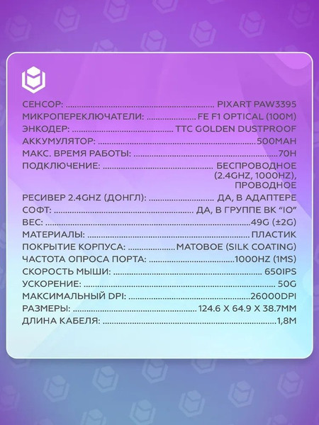 Изображение товара Мышь IO by Red Square Aurora / io155 (фиолетовый)