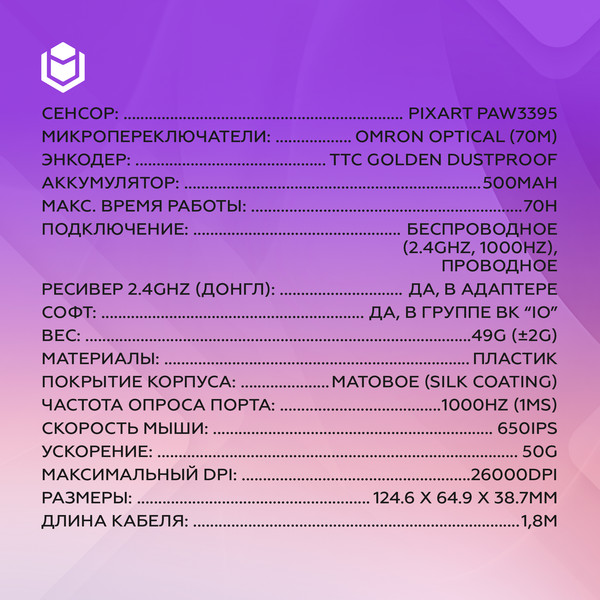 Изображение товара Мышь IO by Red Square Aurora / io156 (белый/розовый)