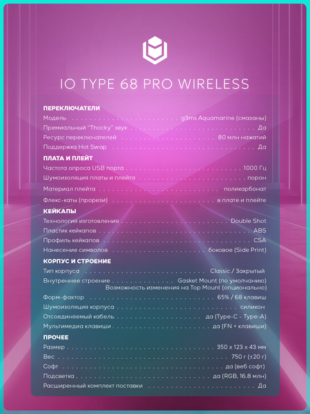 Изображение товара Клавиатура IO by Red Square Type 68 Pro / io271 (белый)