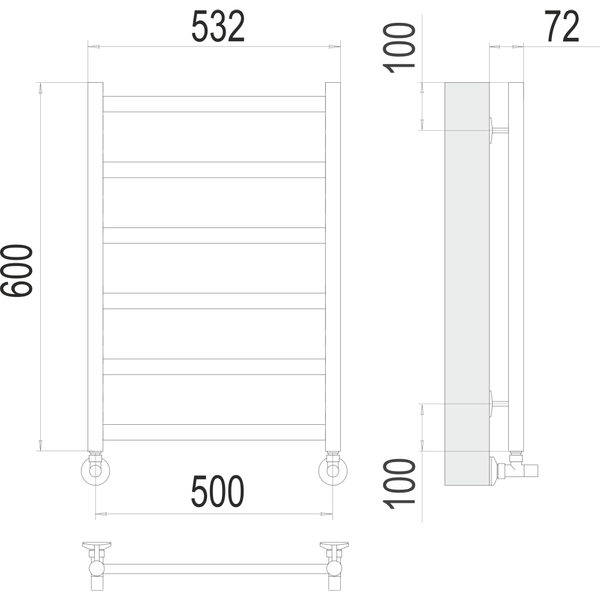 Изображение товара Полотенцесушитель водяной Terminus Аврора П6 500х600 (RAL1591)