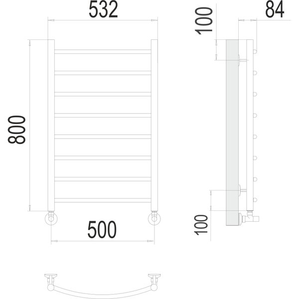 Полотенцесушитель водяной Terminus Классик П8 500х800 (RAL1591) — фото 6