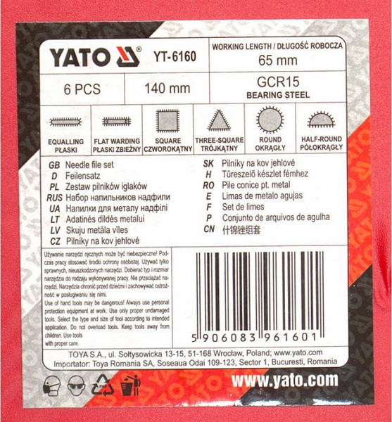 Изображение товара Набор надфилей Yato YT-6160