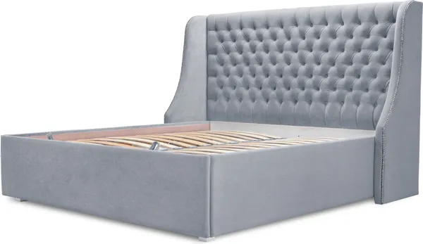 Изображение товара Двуспальная кровать Mio Tesoro Пандора 160x200 (Velutto 12/серебро/белый)