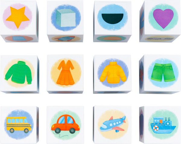 Изображение товара Развивающий игровой набор Baby Toys Кубики Изучаем предметы вокруг / 06053 (12шт)