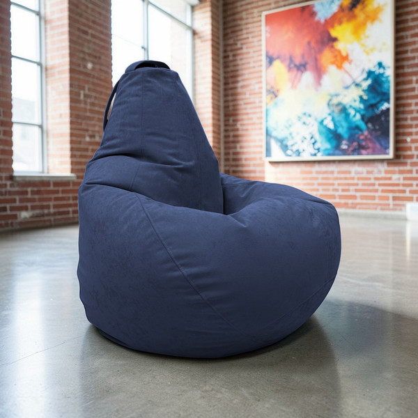 Изображение товара Бескаркасное кресло BeanBag Груша XXL / GVPZ-125x85 (искусственная замша 19 Dark Blue)