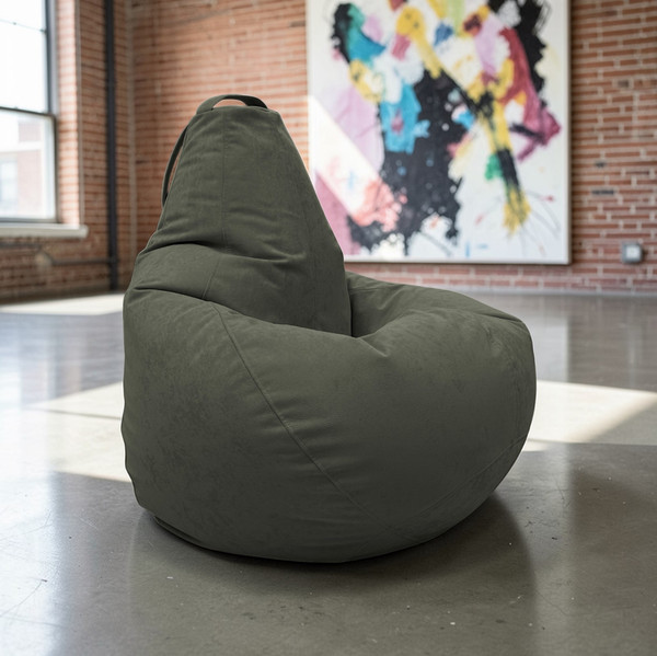 Изображение товара Бескаркасное кресло BeanBag Груша XXXL / GVPZ-130x95 (искусственная замша 14 Dark Green)