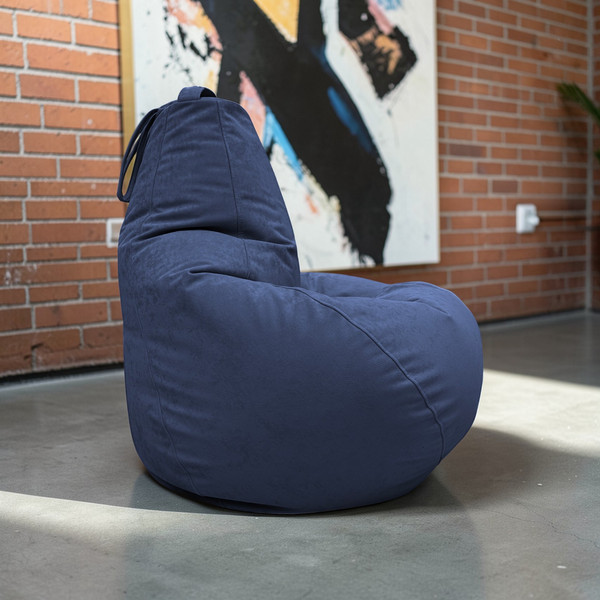 Изображение товара Бескаркасное кресло BeanBag Груша XXXXL / GVPZ-140x100 (искусственная замша 19 Dark Blue)