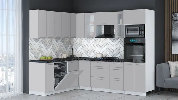 Изображение товара Кухонный гарнитур Interline Мила Gloss 1.896х2.58  (грей/грей/кастилло темный)