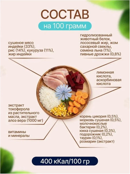 Изображение товара Сухой корм для кошек Ночной охотник С чувствительным пищеварением. Индейка (10кг)