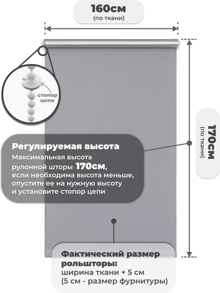 Изображение товара Рулонная штора Sundays Home LM 168-07 160x170 (серый)