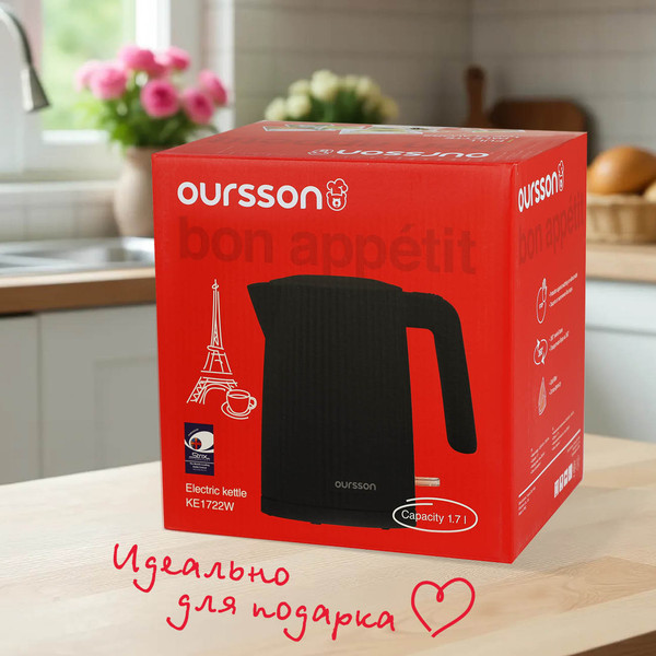 Изображение товара Электрочайник Oursson KE1722W/BL