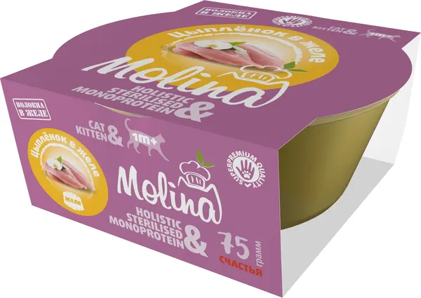 Изображение товара Влажный корм для кошек Molina Для котят Цыпленок в желе / 1061151 (75г)