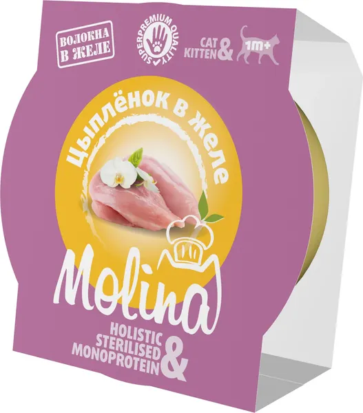 Изображение товара Влажный корм для кошек Molina Для котят Цыпленок в желе / 1061151 (75г)