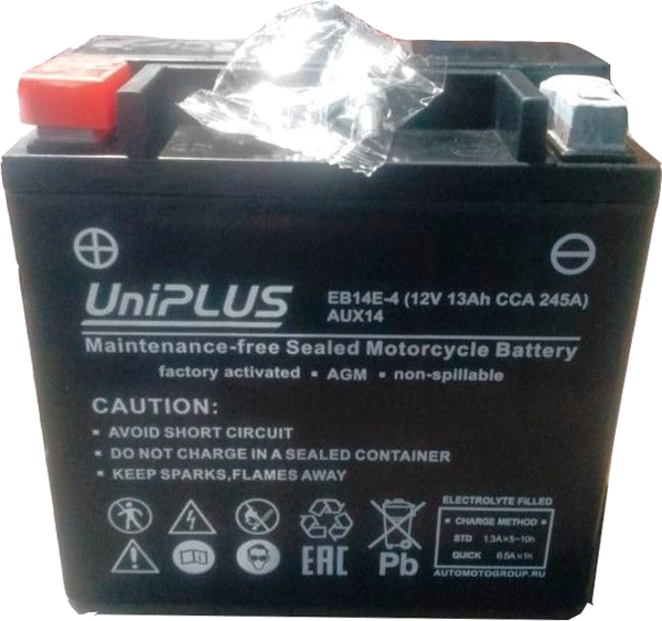 Изображение товара Мотоаккумулятор UniPLUS HP (1) 245A YTX14-BS / EB14Е-4 (13 А/ч)