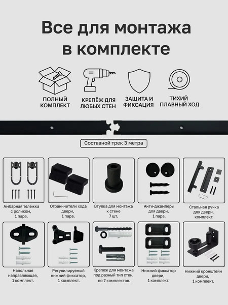 Изображение товара Комплект фурнитуры для раздвижных дверей Asvik 5PSG/Full/3