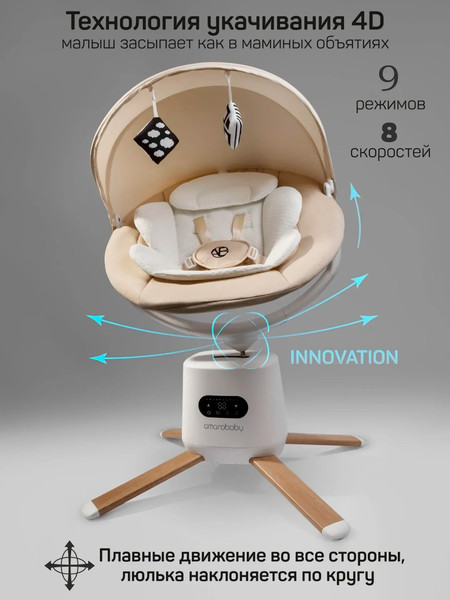 Изображение товара Качели для новорожденных Amarobaby Jolly swing / AB25-22JOLLY/3300 (молочный)