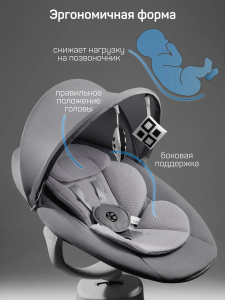 Изображение товара Качели для новорожденных Amarobaby Jolly swing / AB25-22JOLLY/1156 (серый)
