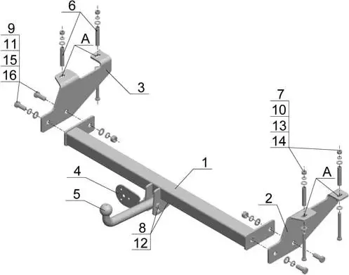 Изображение товара Фаркоп Avtos GW 13 (для Great Wall Wingle 7 под квадрат 2018-)