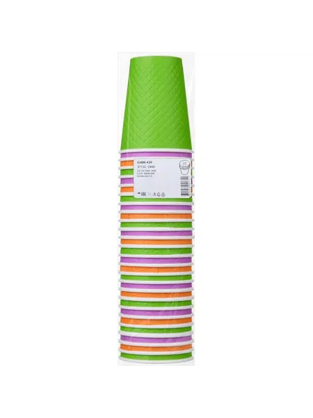 Изображение товара Набор бумажных стаканов Суперпак Waffle Color двухслойные 300мл (25шт)