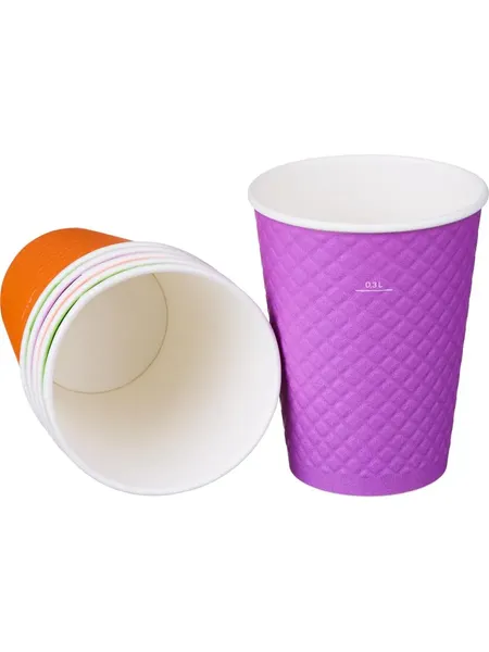 Изображение товара Набор бумажных стаканов Суперпак Waffle Color двухслойные 300мл (25шт)