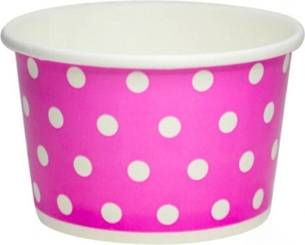 Изображение товара Набор бумажных креманок Суперпак Complement Д=75мм 125мл (100шт, розовый/белый горошек)