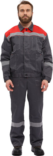 Изображение товара Комплект рабочей одежды УРСУС Легион КОС817-303 (темно-серый/красный, 44-46/182-188)