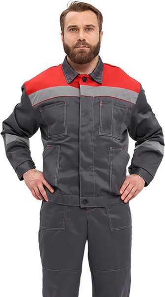 Изображение товара Комплект рабочей одежды УРСУС Легион КОС817-303 (темно-серый/красный, 52-54/170-176)