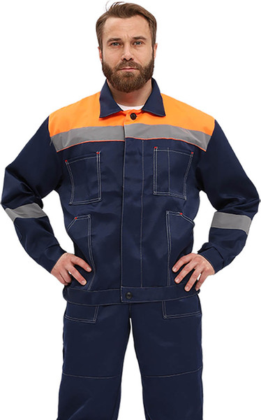 Изображение товара Комплект рабочей одежды УРСУС Легион КОС817-003 (темно-синий/оранжевый, 44-46/170-176)