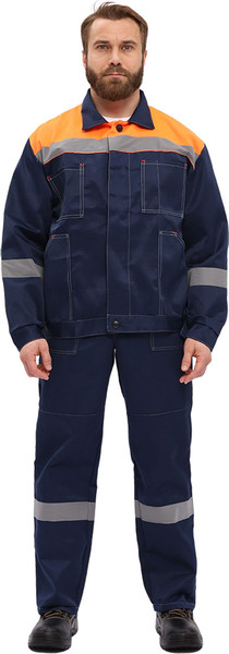 Изображение товара Комплект рабочей одежды УРСУС Легион КОС817-003 (темно-синий/оранжевый, 56-58/182-188)