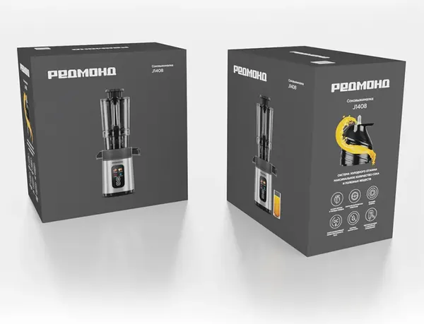 Изображение товара Соковыжималка электрическая Redmond J1408 (черный/сталь)