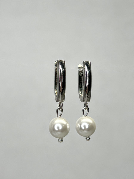 Изображение товара Серьги Wolves Жемчуг Майорка 8мм Серебрение 1800 (белый)