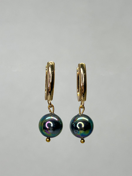 Изображение товара Серьги Wolves Жемчуг Майорка 10мм Позолота 1801 (черный)