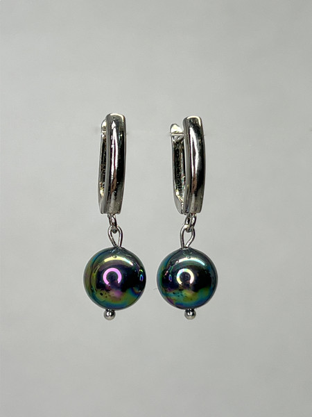 Изображение товара Серьги Wolves Жемчуг Майорка 10мм Серебрение 1802 (черный)