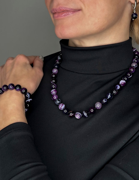 Изображение товара Браслет Wolves Агат 1911 (р.16, фиолетовый)