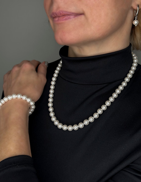 Изображение товара Браслет Wolves Жемчуг Майорка 8мм 1946 (р.16, белый)