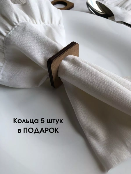 Изображение товара Сервировочная салфетка ОМурМебель 50x35см с рюшами + 5шт колец (5шт, белый)