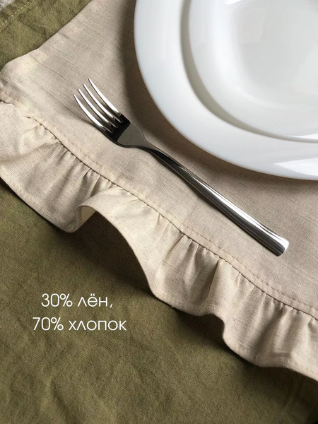 Изображение товара Сервировочная салфетка ОМурМебель 50x35см с рюшами + 5шт колец (5шт, серый)