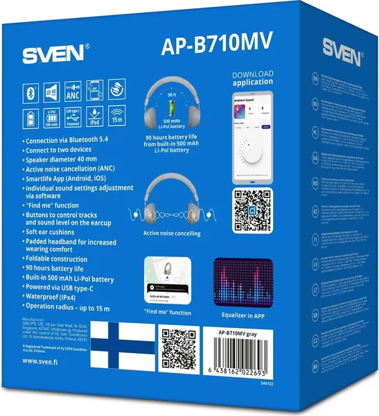 Изображение товара Беспроводные наушники Sven AP-B710MV (серый)