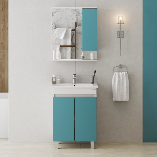 Изображение товара Тумба с умывальником Onika Марви 60 / 106153 + Santek Элина 60 1WH501606 (бирюзовый)