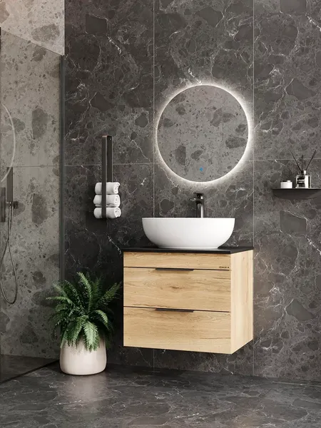 Изображение товара Тумба с умывальником Onika Легран 60.13 подвесная 106162 + Kirovit Фостер 60