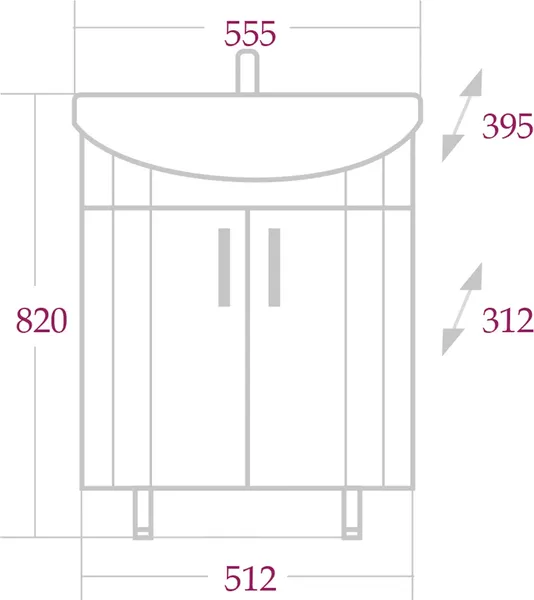 Изображение товара Тумба с умывальником Onika Лига 55.11 105554 + Santek Балтика 55 1WH501702
