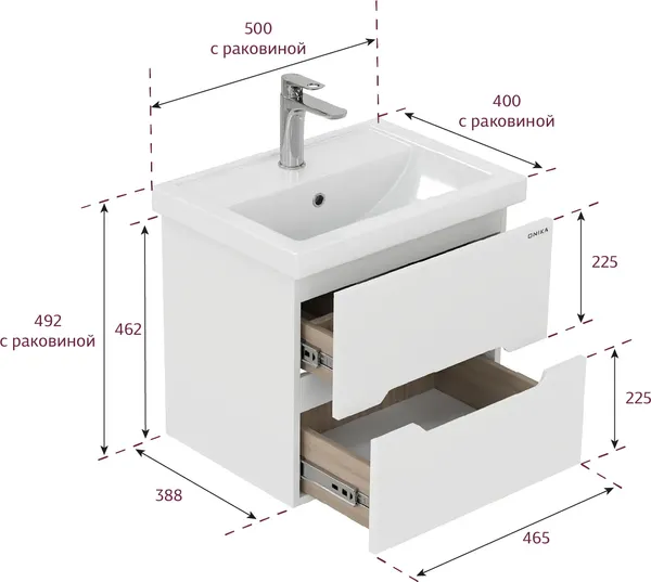 Изображение товара Тумба с умывальником Onika Айленд 50.13 105021 + Kirovit Фостер 50
